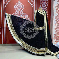 MIDNIGHT BLACK MOTHRA GOTA FULL FLARED LEHENGA
