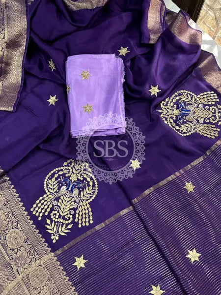 MOONGA SILK HANDWORK GOTA PATTI SAREE