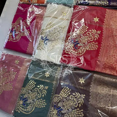 MOONGA SILK HANDWORK GOTA PATTI SAREE