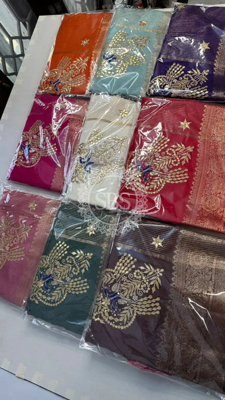 MOONGA SILK HANDWORK GOTA PATTI SAREE