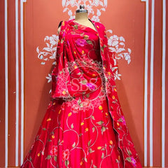 MOSH CRAPE FLORAL LEHENGA Red