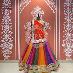 MOTHRA FULL FLARED LEHENGA Orange & Multi