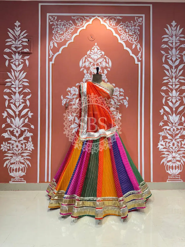 MOTHRA FULL FLARED LEHENGA Orange & Multi