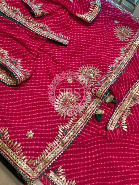 MOTHRA GOTA PATTI SAREE Pink / Free Size