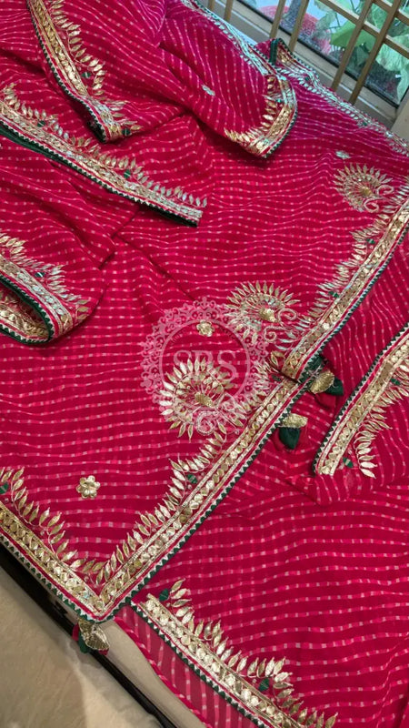 MOTHRA GOTA PATTI SAREE Pink / Free Size