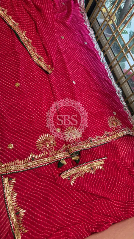 MOTHRA GOTA PATTI SAREE Pink / Free Size