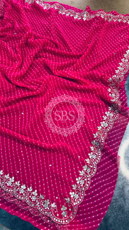 MOTHRA GOTA PATTI WORK SAREE Pink / Free Size