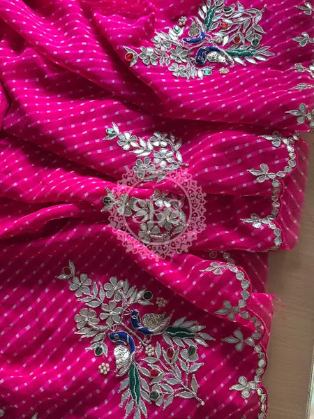 MOTHRA GOTA PATTI WORK SAREE Pink / Free Size