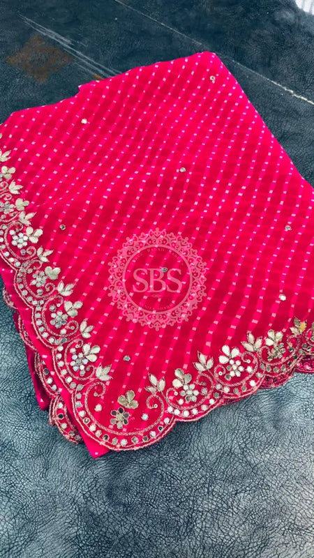 MOTHRA GOTA PATTI WORK SAREE Pink / Free Size