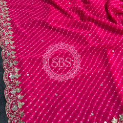 MOTHRA GOTA PATTI WORK SAREE Pink / Free Size