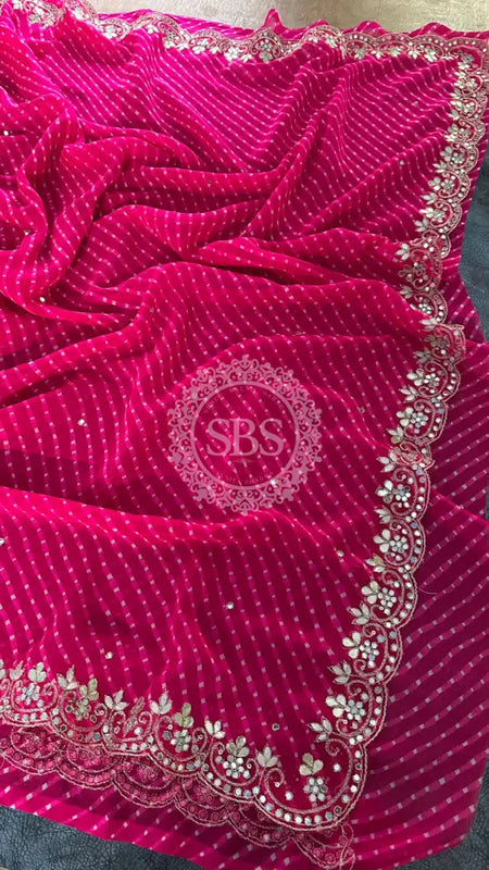 MOTHRA GOTA PATTI WORK SAREE Pink / Free Size