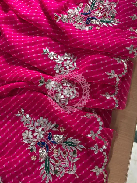 MOTHRA GOTA PATTI WORK SAREE Pink / Free Size