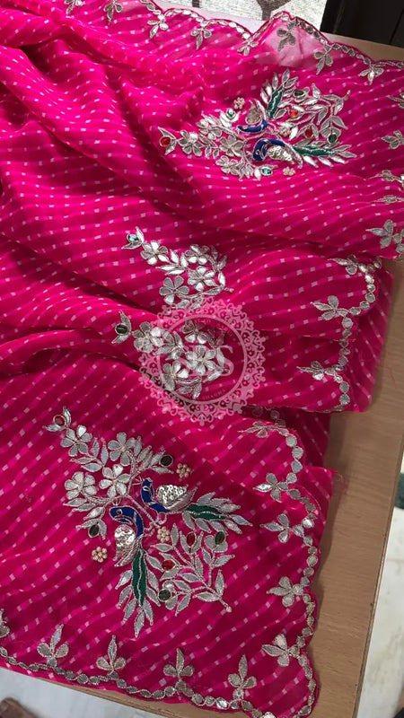 MOTHRA GOTA PATTI WORK SAREE Pink / Free Size