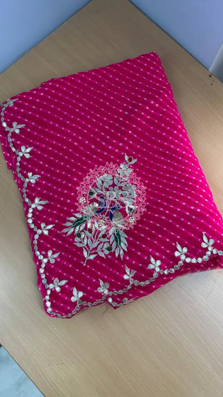 MOTHRA GOTA PATTI WORK SAREE Pink / Free Size