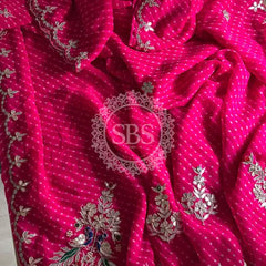 MOTHRA GOTA PATTI WORK SAREE Pink / Free Size