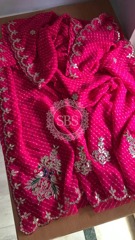 MOTHRA GOTA PATTI WORK SAREE Pink / Free Size