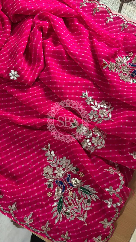MOTHRA GOTA PATTI WORK SAREE Pink / Free Size