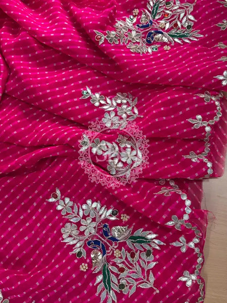 MOTHRA GOTA PATTI WORK SAREE Pink / Free Size