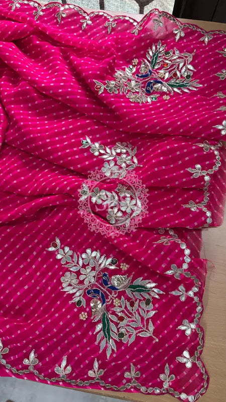 MOTHRA GOTA PATTI WORK SAREE Pink / Free Size