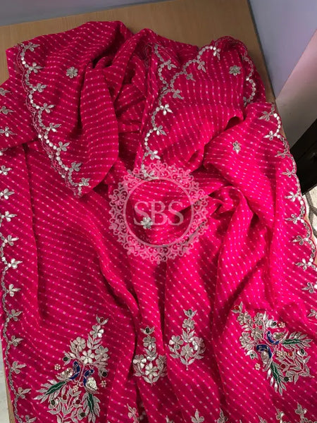 MOTHRA GOTA PATTI WORK SAREE Pink / Free Size