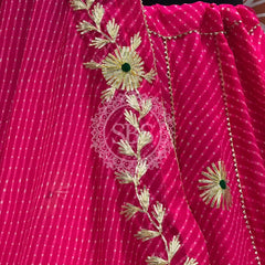 MOTHRA KACHI PATTI BIG FLARED LEHENGA Pink / Free Size