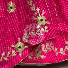 MOTHRA KACHI PATTI BIG FLARED LEHENGA Pink / Free Size