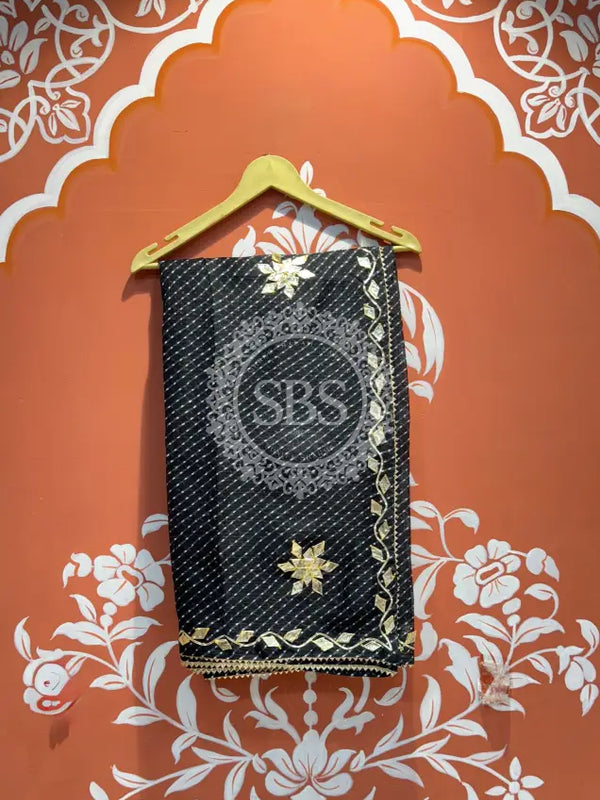 MOTHRA KOTA DORIYA GOTA PATTI SAREE Black / Free Size