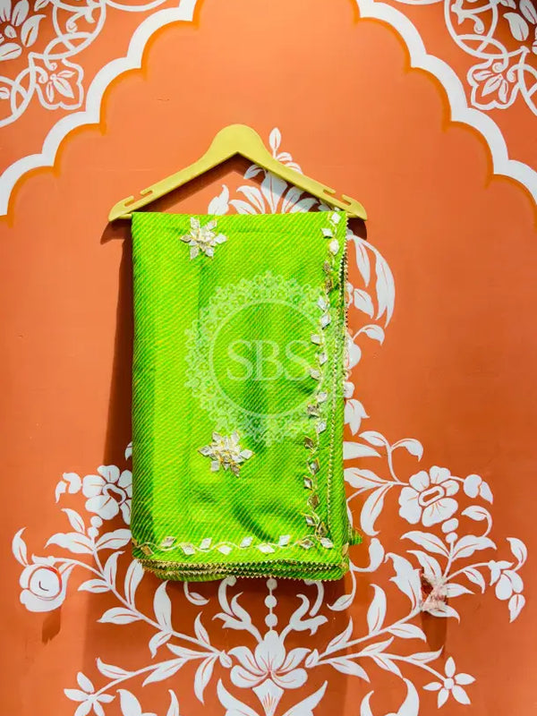 MOTHRA KOTA DORIYA GOTA PATTI SAREE Green / Free Size