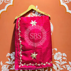 MOTHRA KOTA DORIYA GOTA PATTI SAREE Pink / Free Size