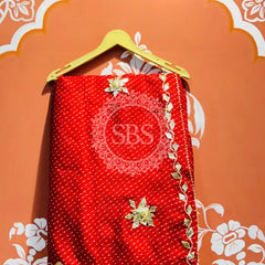 MOTHRA KOTA DORIYA GOTA PATTI SAREE Red / Free Size