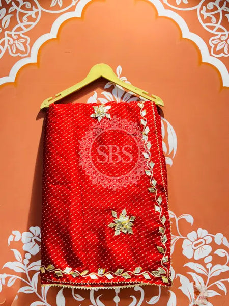 MOTHRA KOTA DORIYA GOTA PATTI SAREE Red / Free Size