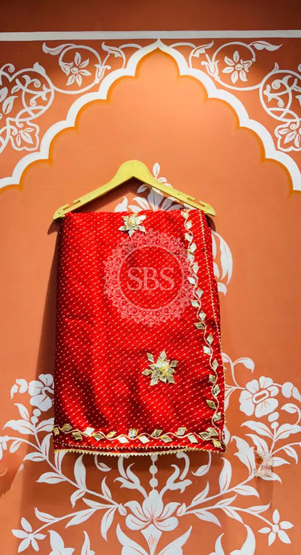 MOTHRA KOTA DORIYA GOTA PATTI SAREE Red / Free Size