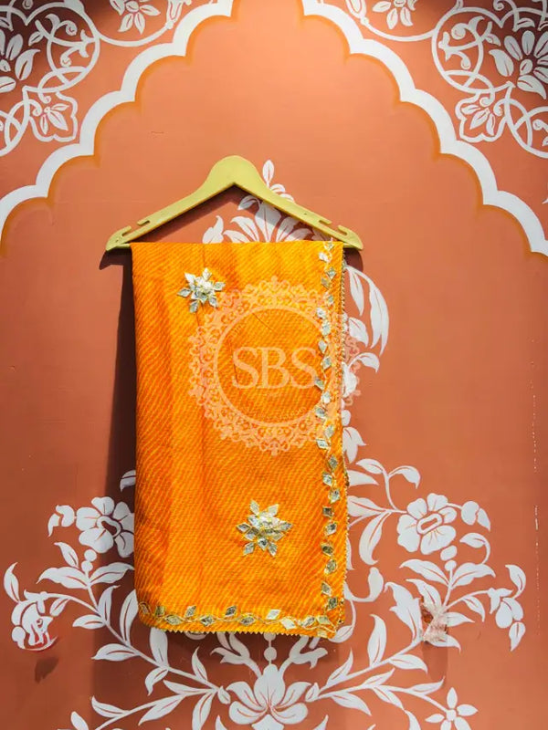 MOTHRA KOTA DORIYA GOTA PATTI SAREE Yellow / Free Size