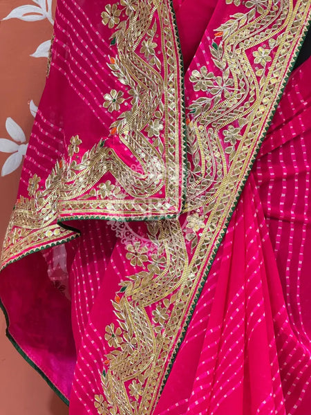 MOTHRA LEHERIYA CXC GEORGETTE SAREE Dark Pink / Free Size