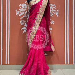 MOTHRA LEHERIYA CXC GEORGETTE SAREE Dark Pink / Free Size