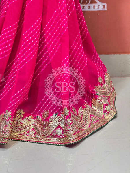 MOTHRA LEHERIYA CXC GEORGETTE SAREE Dark Pink / Free Size