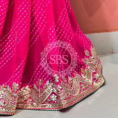 MOTHRA LEHERIYA CXC GEORGETTE SAREE Dark Pink / Free Size