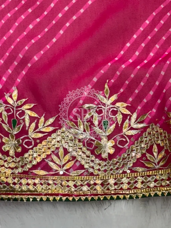 MOTHRA LEHERIYA CXC GEORGETTE SAREE Pink / Pink