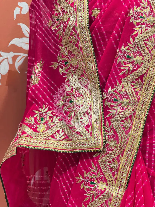 MOTHRA LEHERIYA CXC GEORGETTE SAREE Pink / Pink