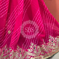 MOTHRA LEHERIYA CXC GEORGETTE SAREE Pink / Pink