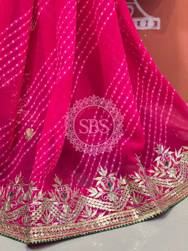 MOTHRA LEHERIYA CXC GEORGETTE SAREE Pink / Pink