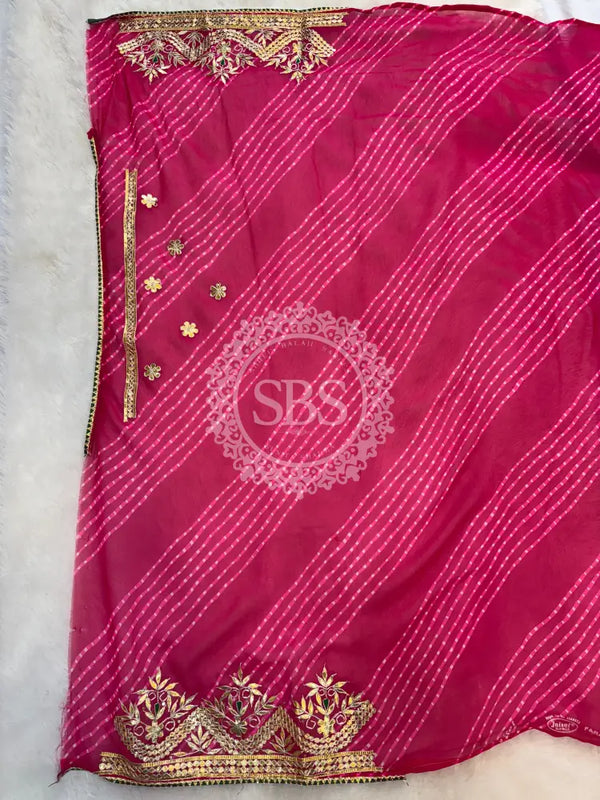 MOTHRA LEHERIYA CXC GEORGETTE SAREE Pink / Pink