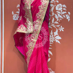 MOTHRA LEHERIYA CXC GEORGETTE SAREE Pink / Pink