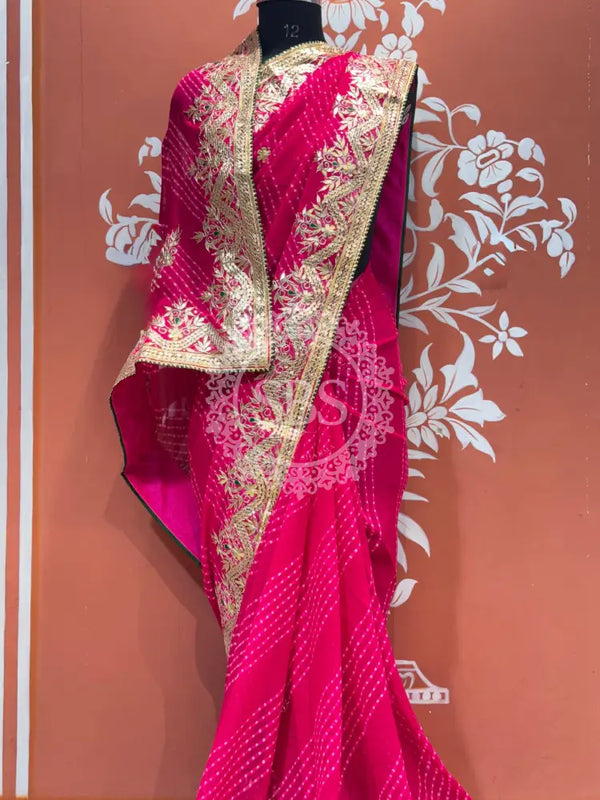 MOTHRA LEHERIYA CXC GEORGETTE SAREE Pink / Pink
