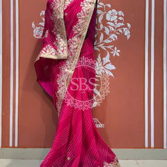MOTHRA LEHERIYA CXC GEORGETTE SAREE Pink / Pink