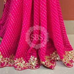 MOTHRA LEHERIYA GOTA PATTI SAREE Pink / Free Size
