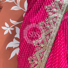 MOTHRA LEHERIYA GOTA PATTI SAREE Pink / Free Size