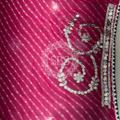 MOTHRA LEHERIYA GOTA PATTI SAREE Pink / Free Size