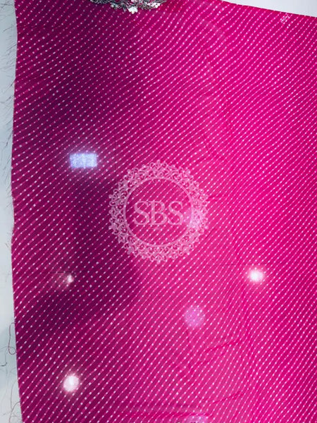 MOTHRA LEHERIYA GOTA PATTI SAREE Pink / Free Size