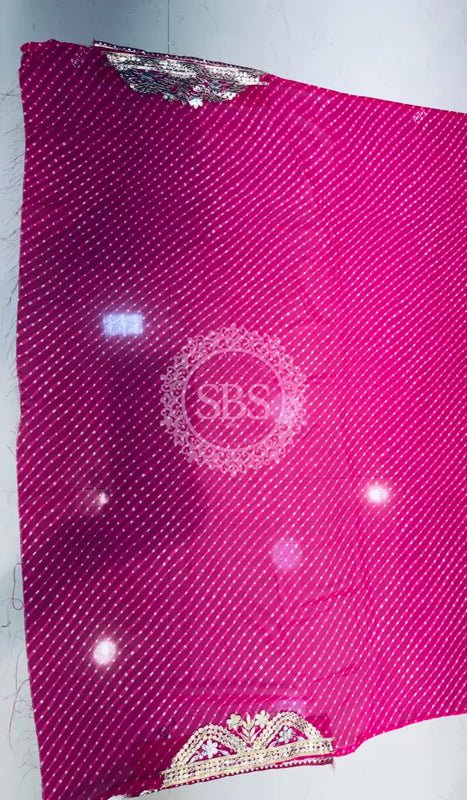 MOTHRA LEHERIYA GOTA PATTI SAREE Pink / Free Size